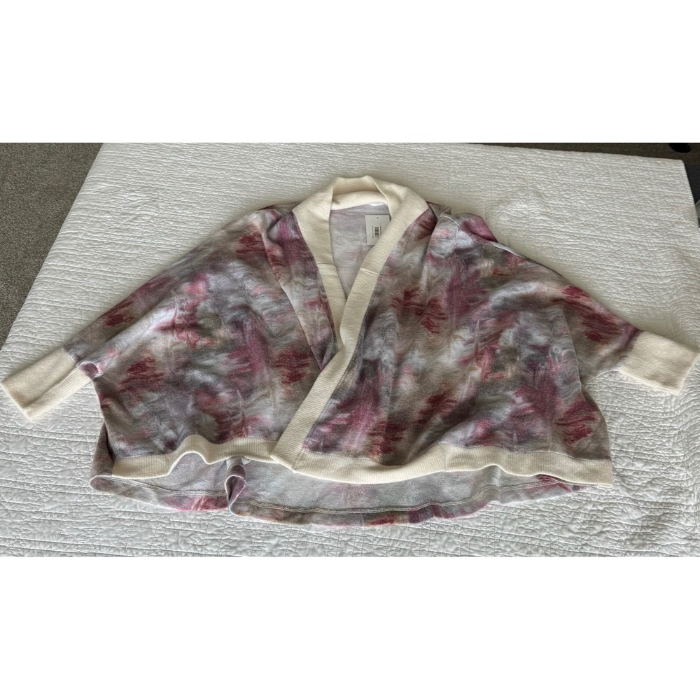 Ces Femme Shawl Collar Tie Dye Cardigan Soft Purple Blue Medium